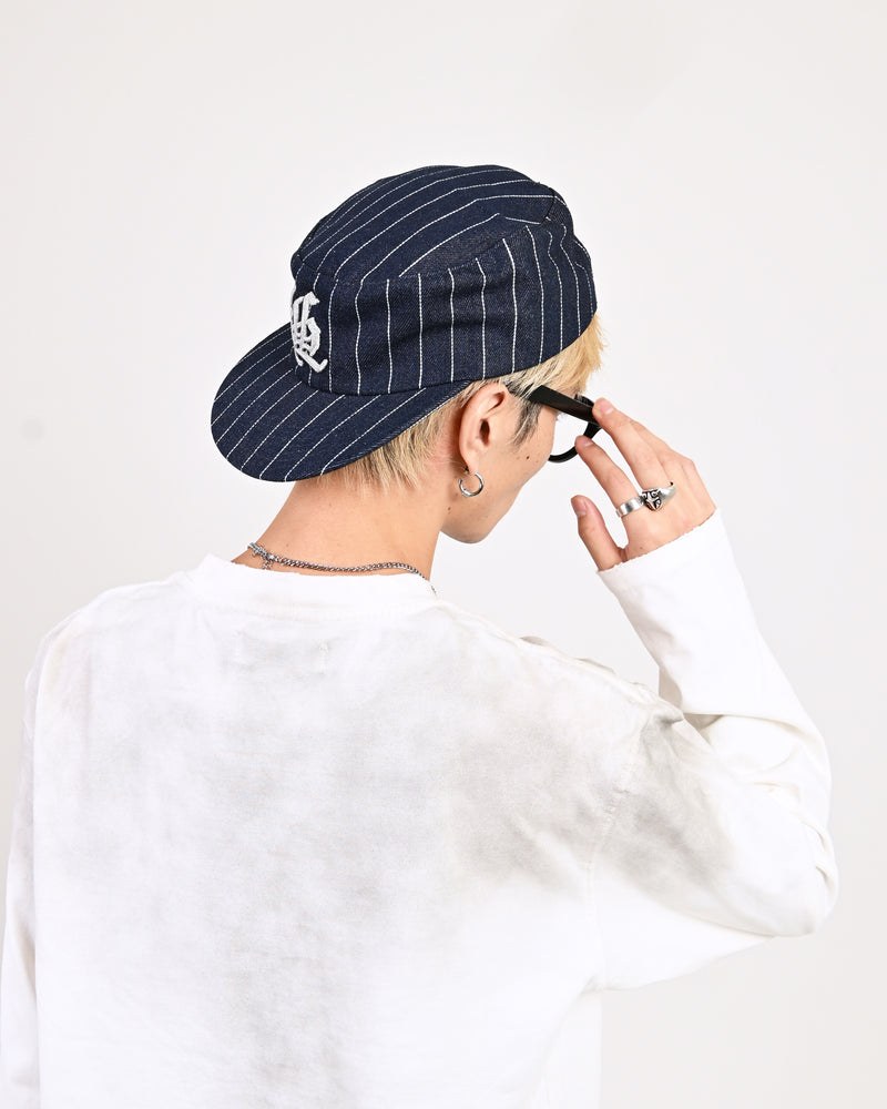 10日以内お届け】ストライプフラットトップキャップ L2160