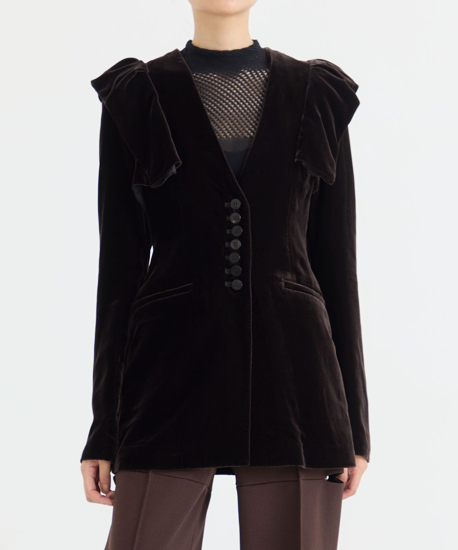 VELVET FRILL SHOULDER JACKET｜FETICO フェティコ