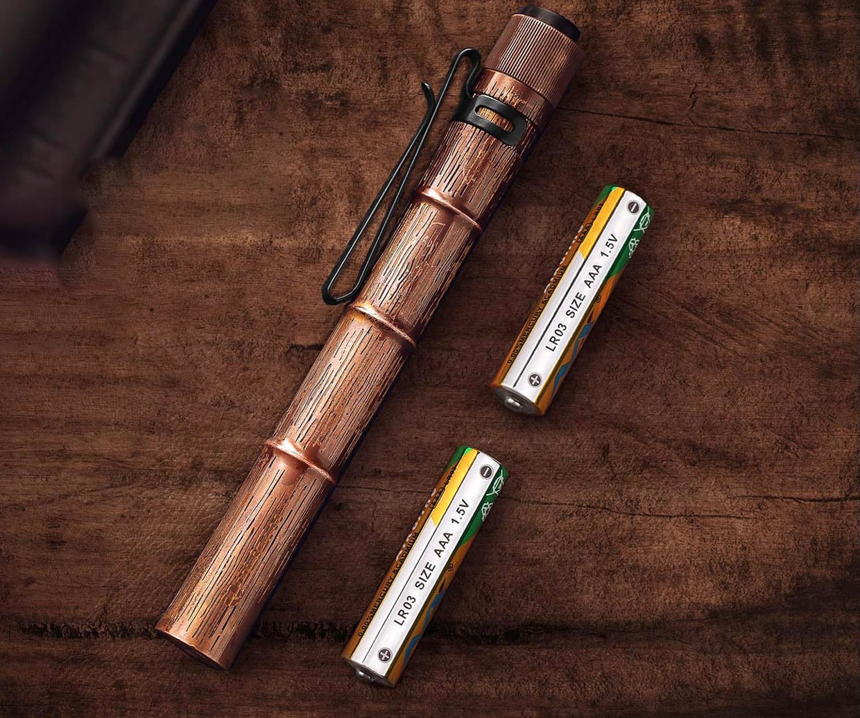 This Unique Copper Flashlight Looks Like Bamboo