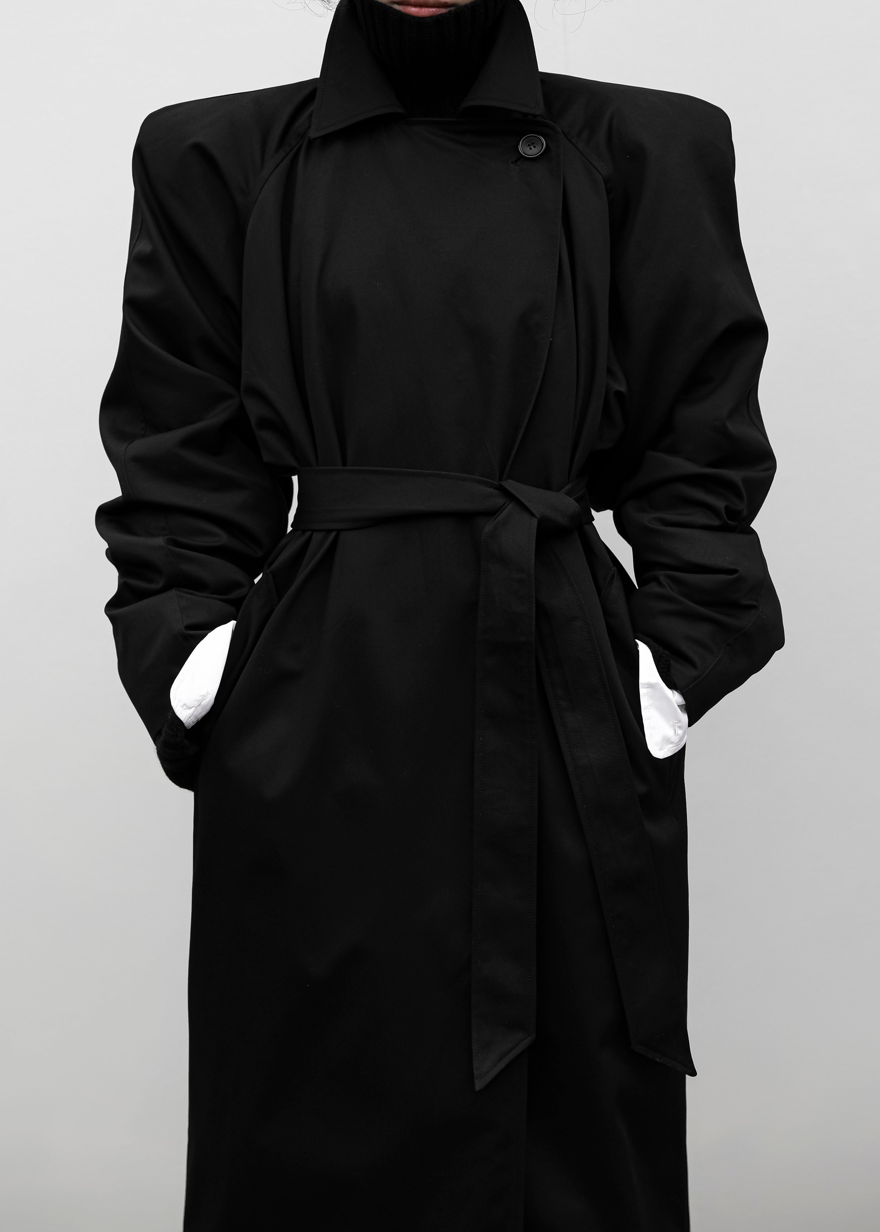 Marisol Box Shoulder Trench - Black – The Frankie Shop