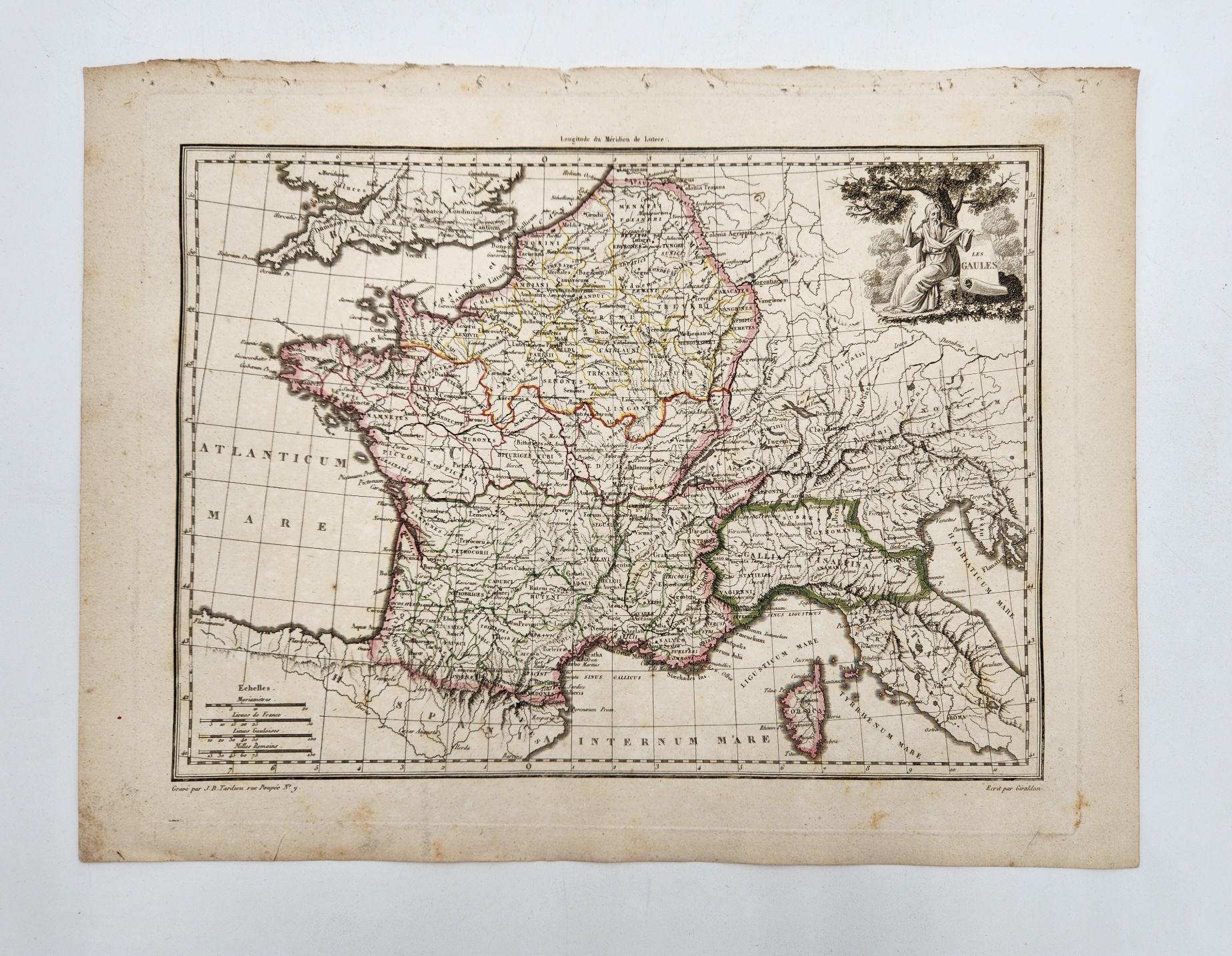 Original Map 1812 of France And Italy In 1789 - Conrad Malte-Brun