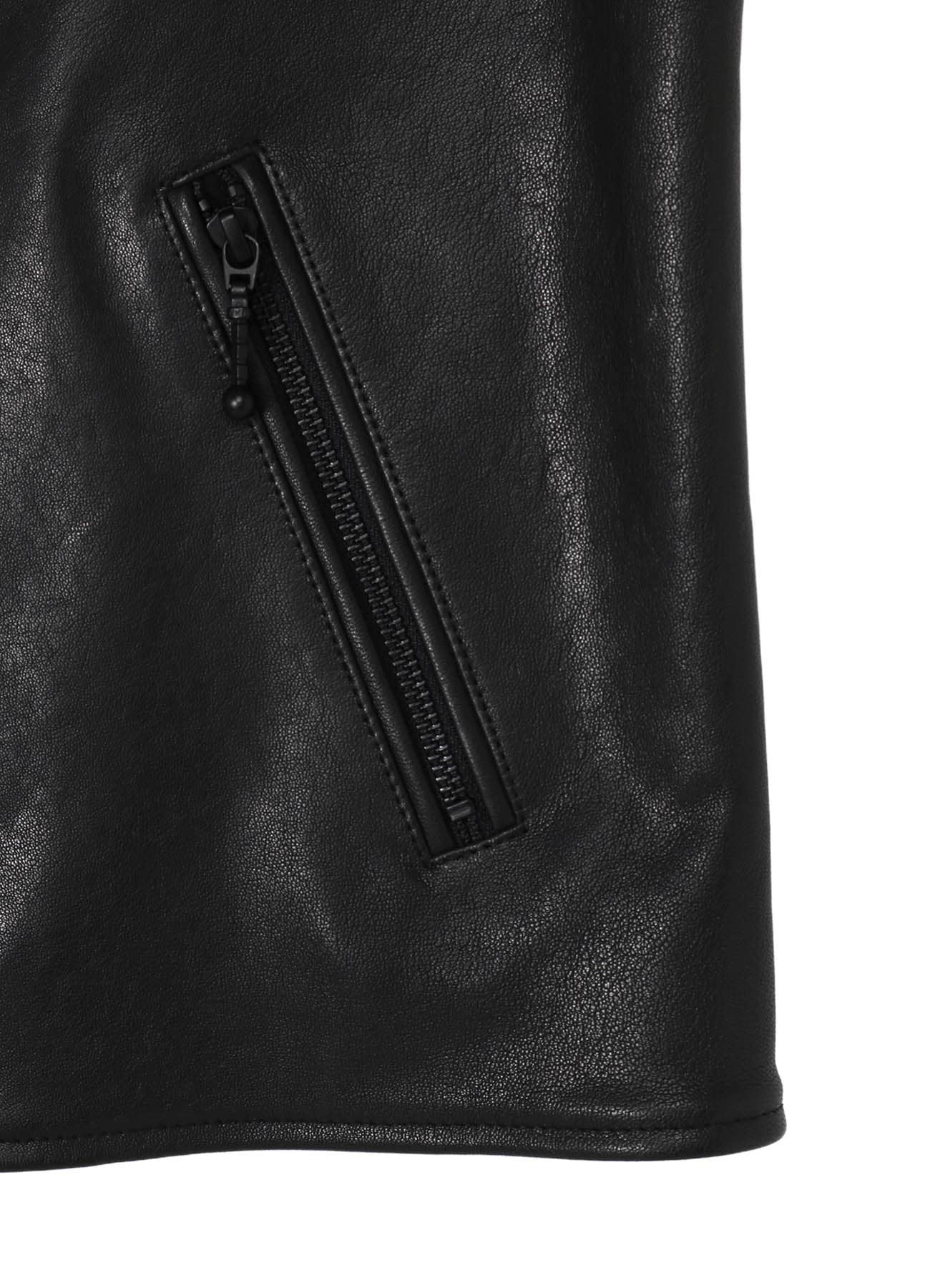 LAMB VEGETABLE HOODED LEATHER JACKET(FREE SIZE Black): Ground Y