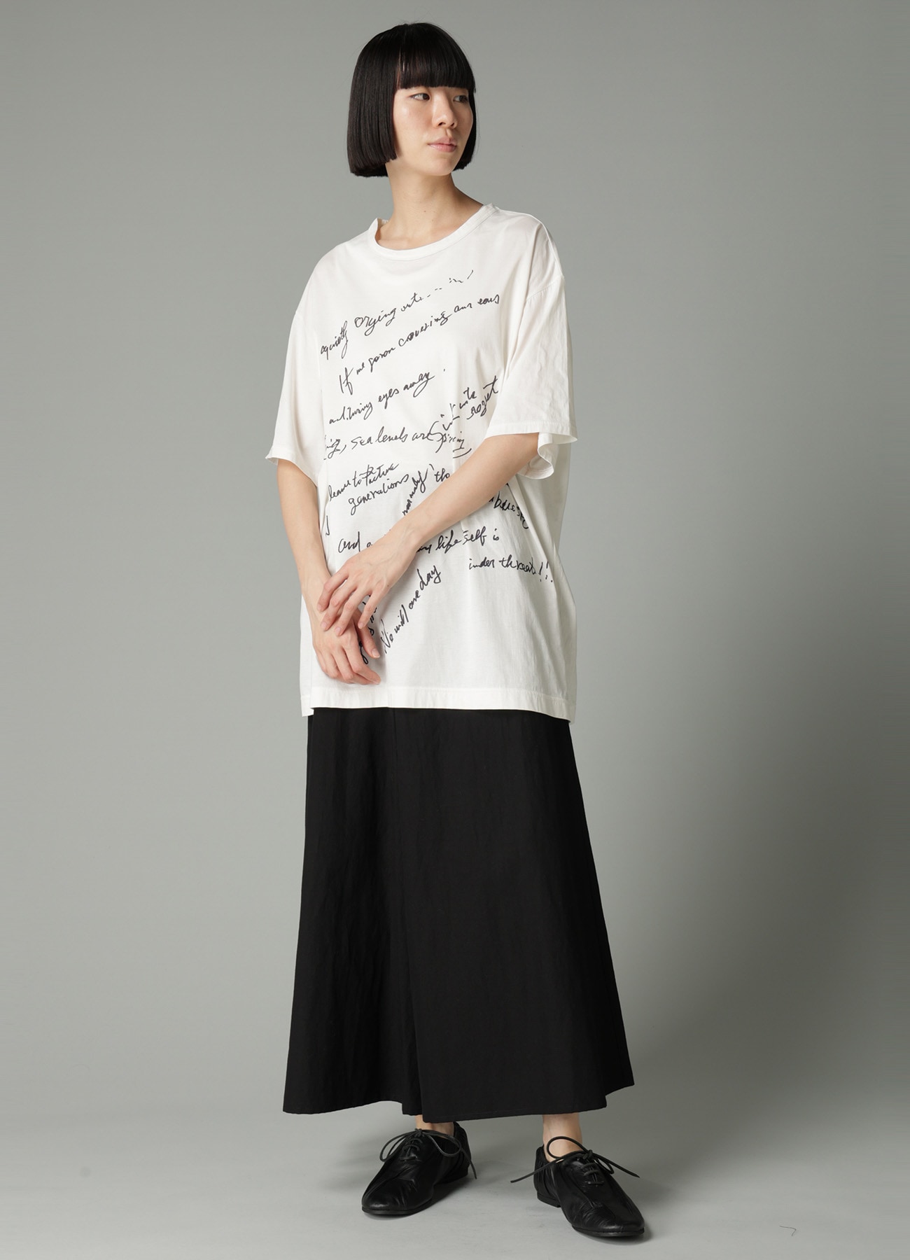 COTTON SINGLE JERSEY HAND WRITING PT SHORT SLV T(S Off White