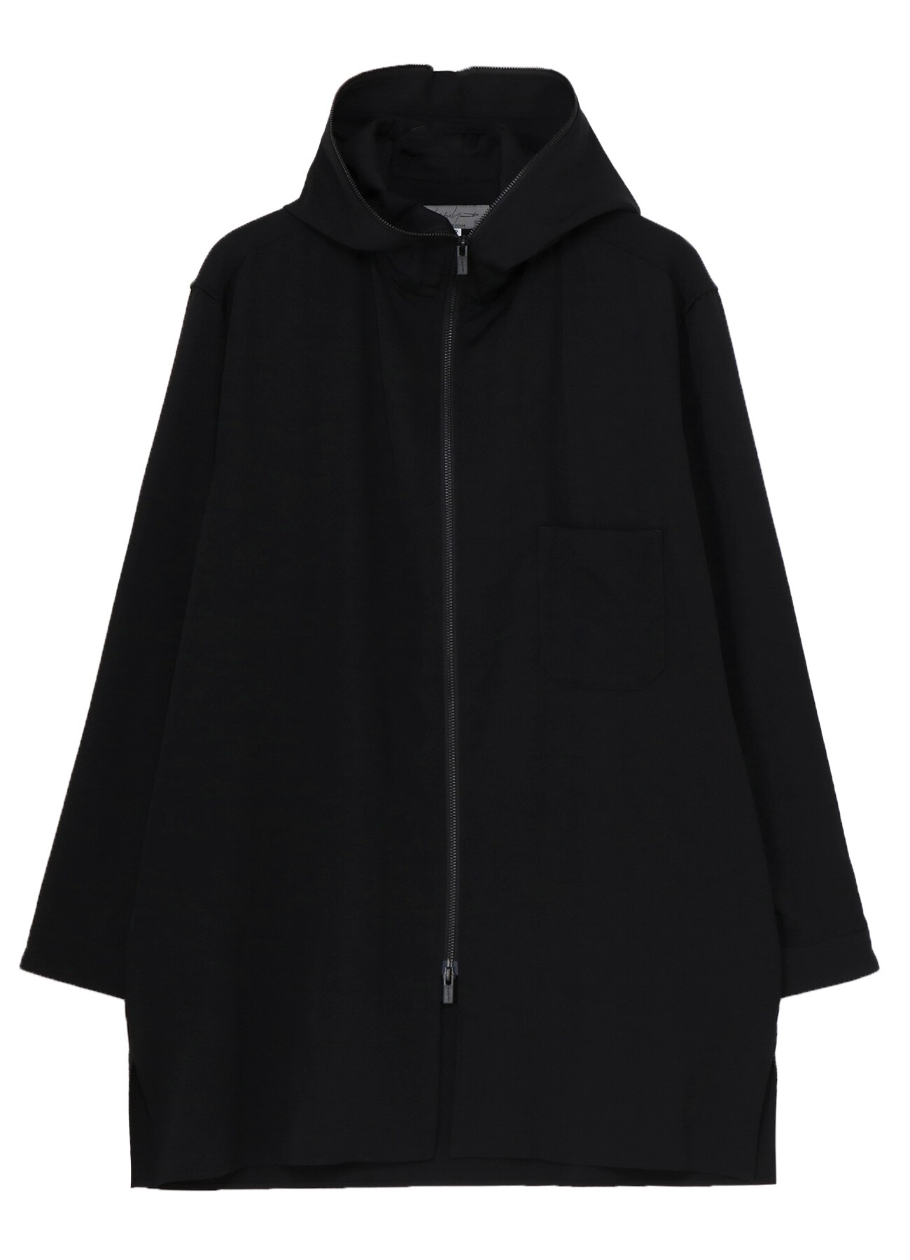 WOOL GABARDINE ZIPUP HOODED BLOUSE(S Black): Yohji Yamamoto POUR