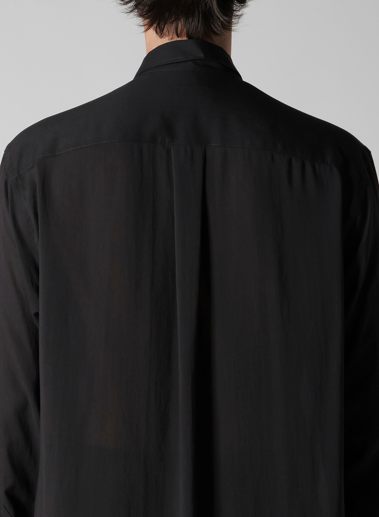 CELLULOSE LAWN STANDARD BIG SHIRT(S Black): Yohji Yamamoto POUR