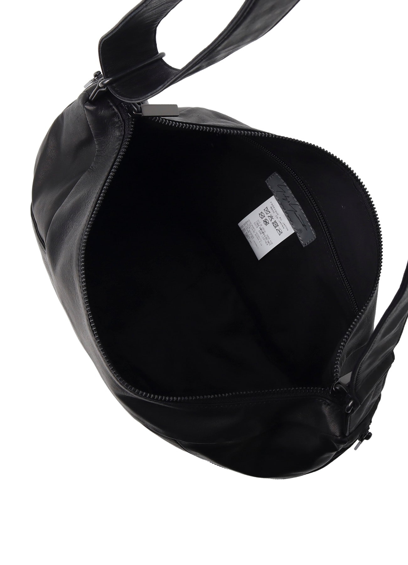 SCRATCH HORSE LEATHER HALF MOON SHOULDER BAG(FREE SIZE Black