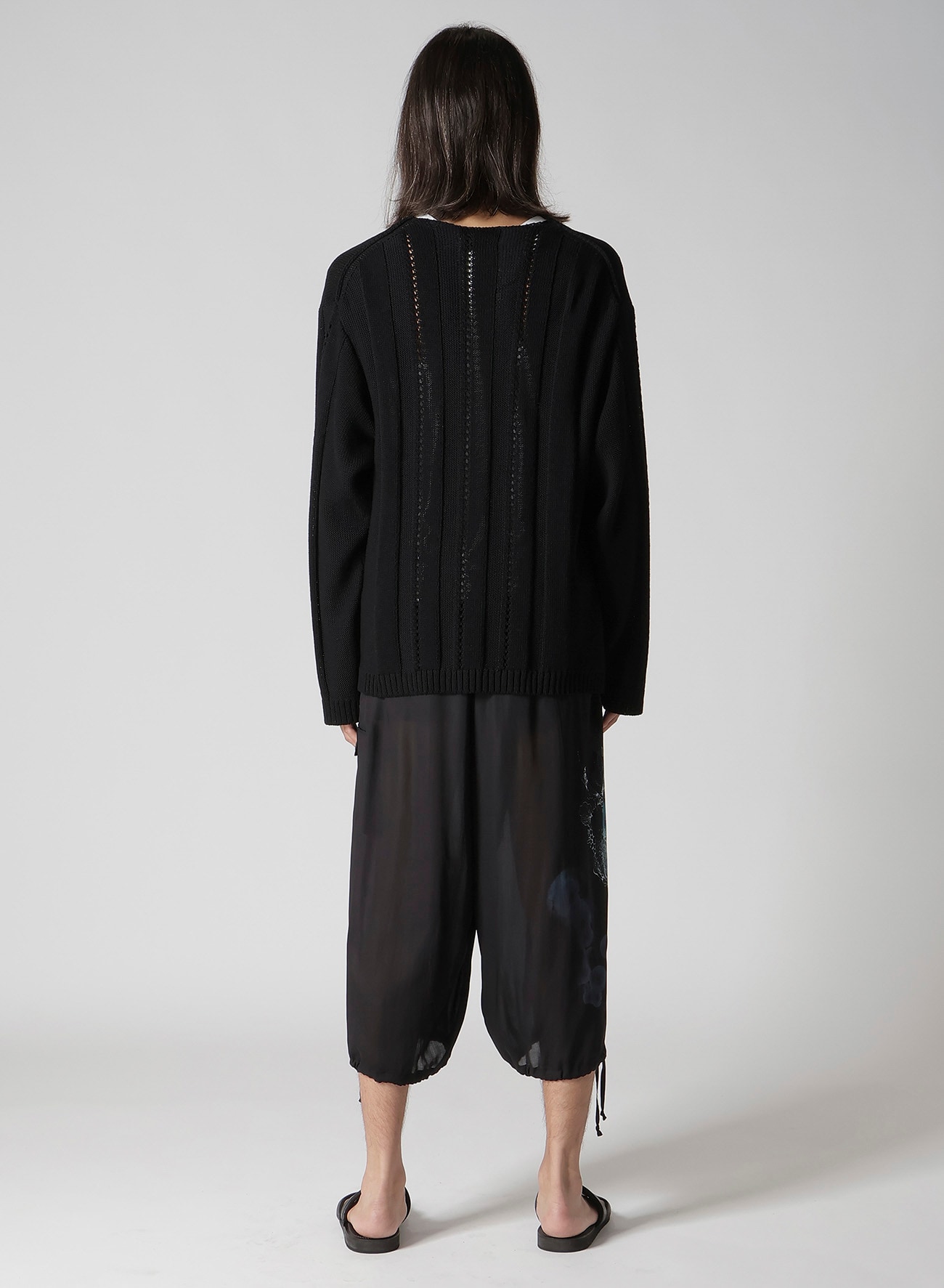 5G 1PLY OPENWORK RIB CARDIGAN(FREE SIZE Black): Yohji Yamamoto