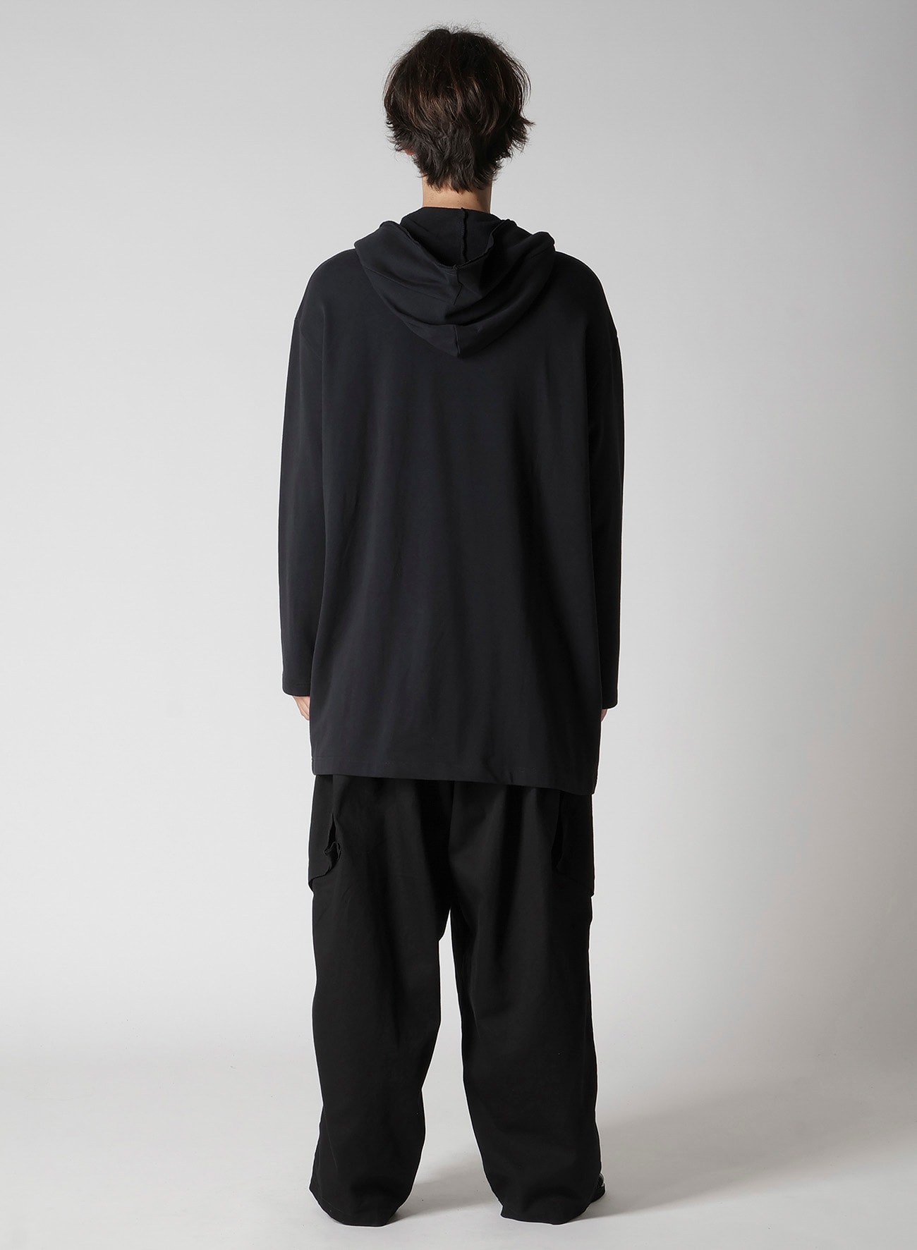 40/20 MINI FRENCH TERRY HOODED COAT(S Black): Yohji Yamamoto POUR
