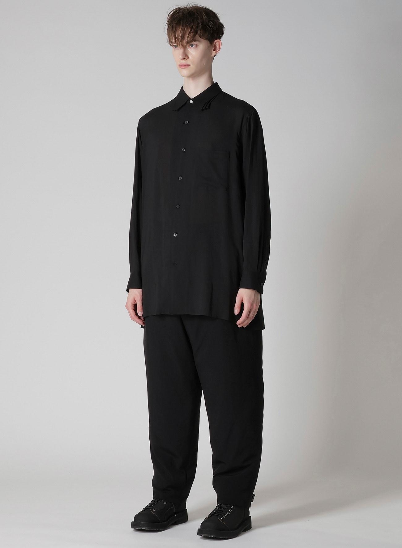 CELLLOSE LAWN 3COLLAR SLEEVE GATHER BLOUSE(S Black): Soldes｜THE