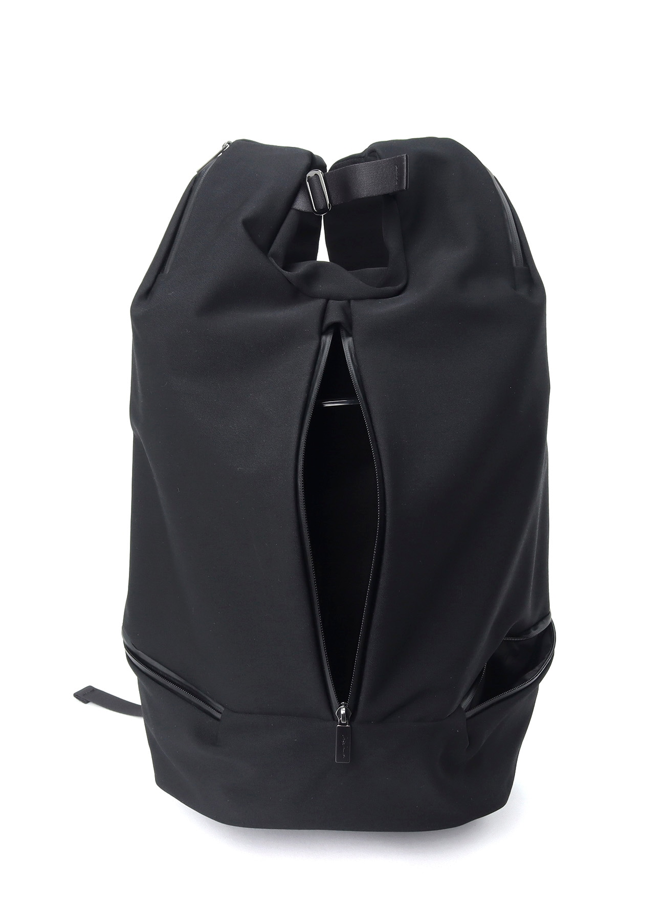WOOL GABARDINE/NY CENTER ZIPPER BACKPACK(FREE SIZE Black): Yohji