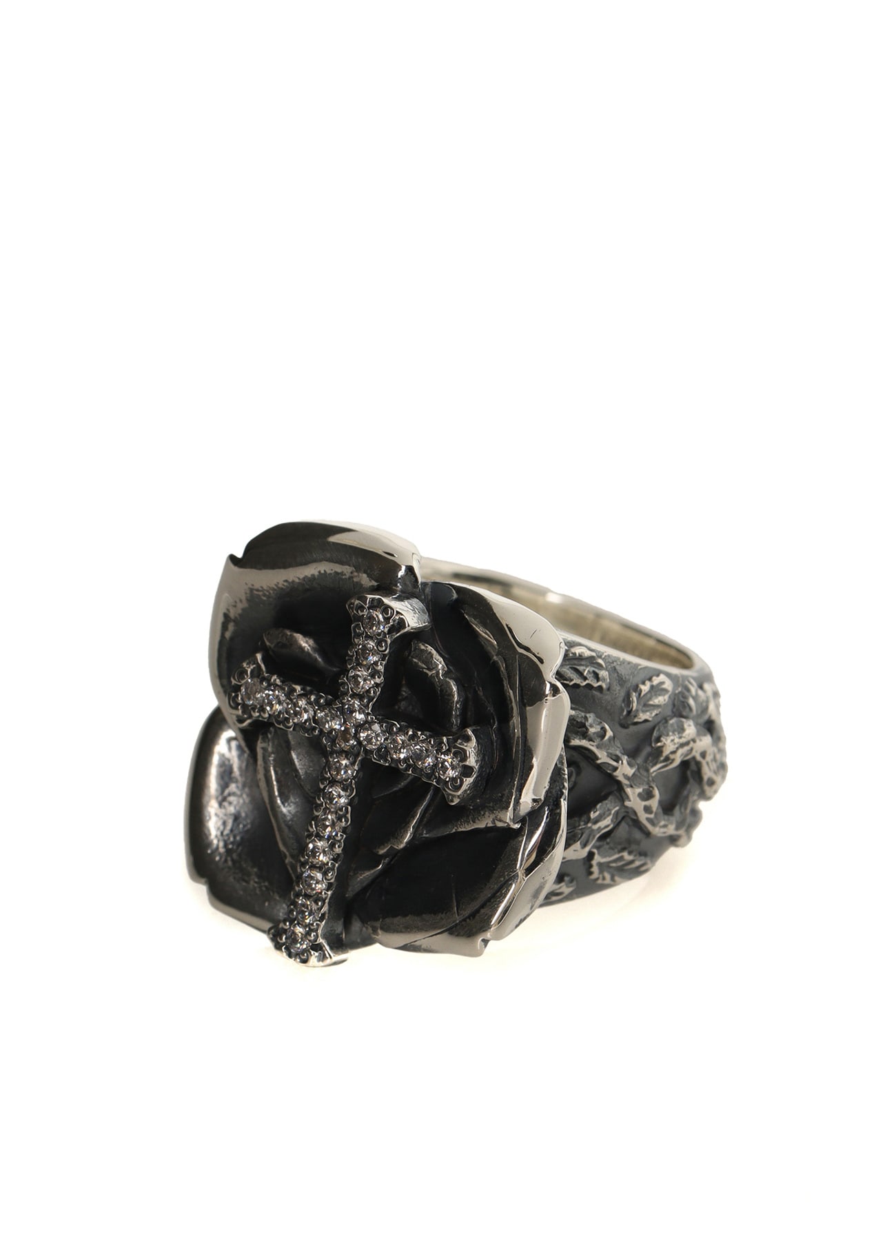 SILVER950/CZ CROSS ROSE RING(11号 Silver): GOTHIC YOHJI YAMAMOTO
