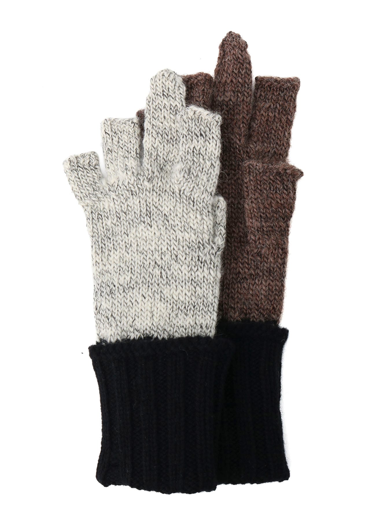 SLUB MIX BELTED MIDDLE FINGER GLOVE(FREE SIZE Brown): Soldes｜THE