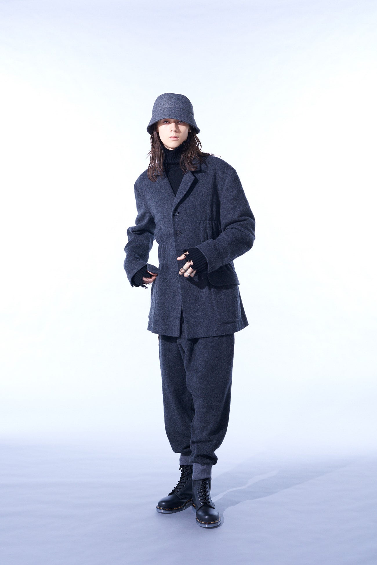 ECO WOOL BEAVER JACKET WITH GATHERED SHIRRING(M Gray): S'YTE｜THE