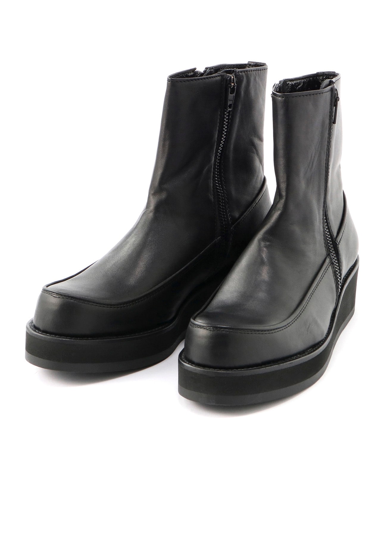 SOOMTH LEATHER PLATFORM ZIP UP BOOTS(22.5 Black): Y's｜THE SHOP