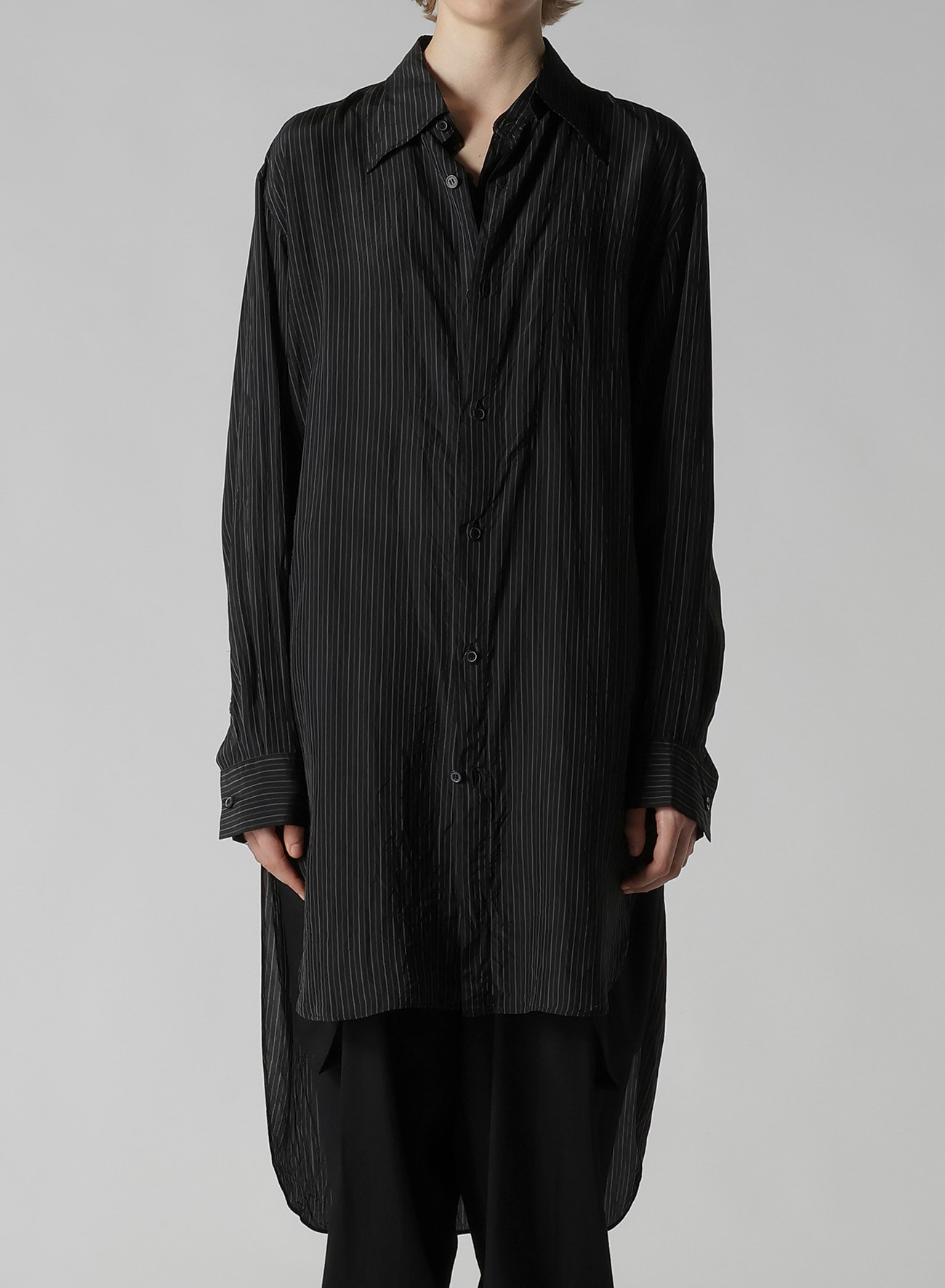 CUPRO STRIPE DOUBLE FRONT SHIRT(XS Black): Vintage 1.2｜THE SHOP