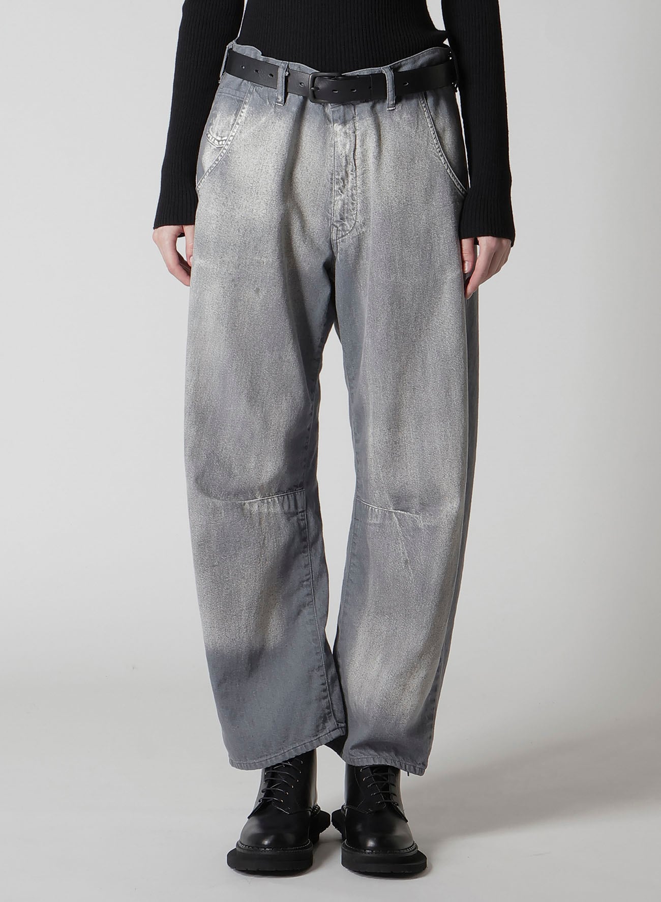 SPOTTED DENIM WIDE PANTS(XS Grey): Y's｜THE SHOP YOHJI YAMAMOTO