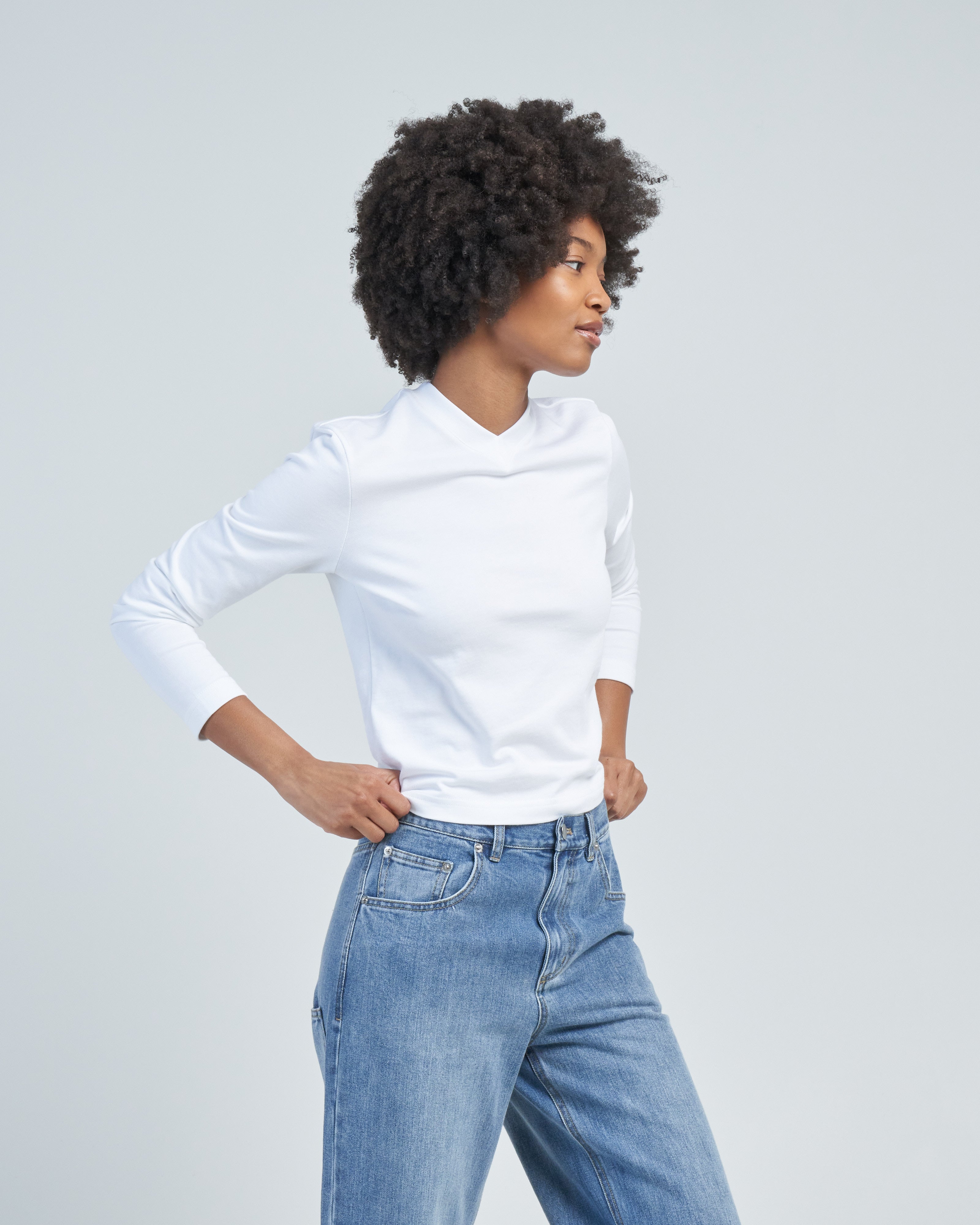 Tibi Perfect T Shrunken Vneck White