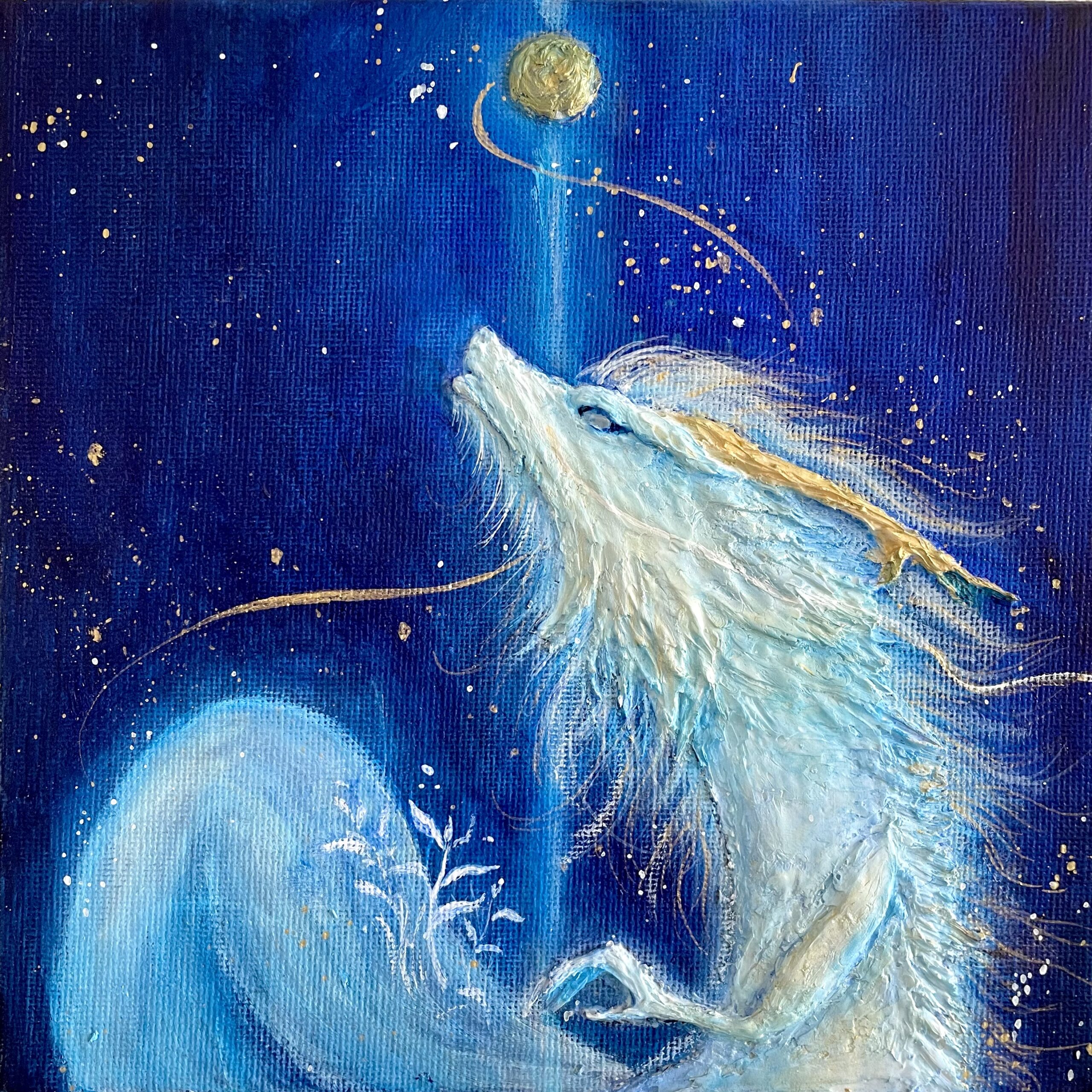 アクリル原画】Light 〜白龍のモデリングペーストを使った立体のアート