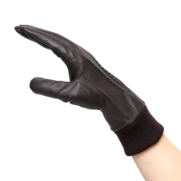 東京ヒマワリ / 佐々木手袋 レディース 牛革 三本山革手袋 リブ付き