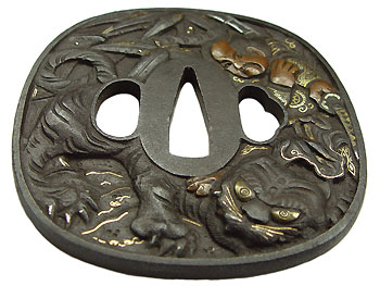 日本刀の鐔・加藤清正虎退治｜日本刀・刀剣 販売専門店・東京【十拳】