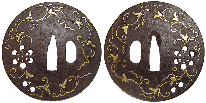 日本刀の鐔・唐草象嵌（平安城象嵌）｜日本刀剣 販売・東京【十拳】