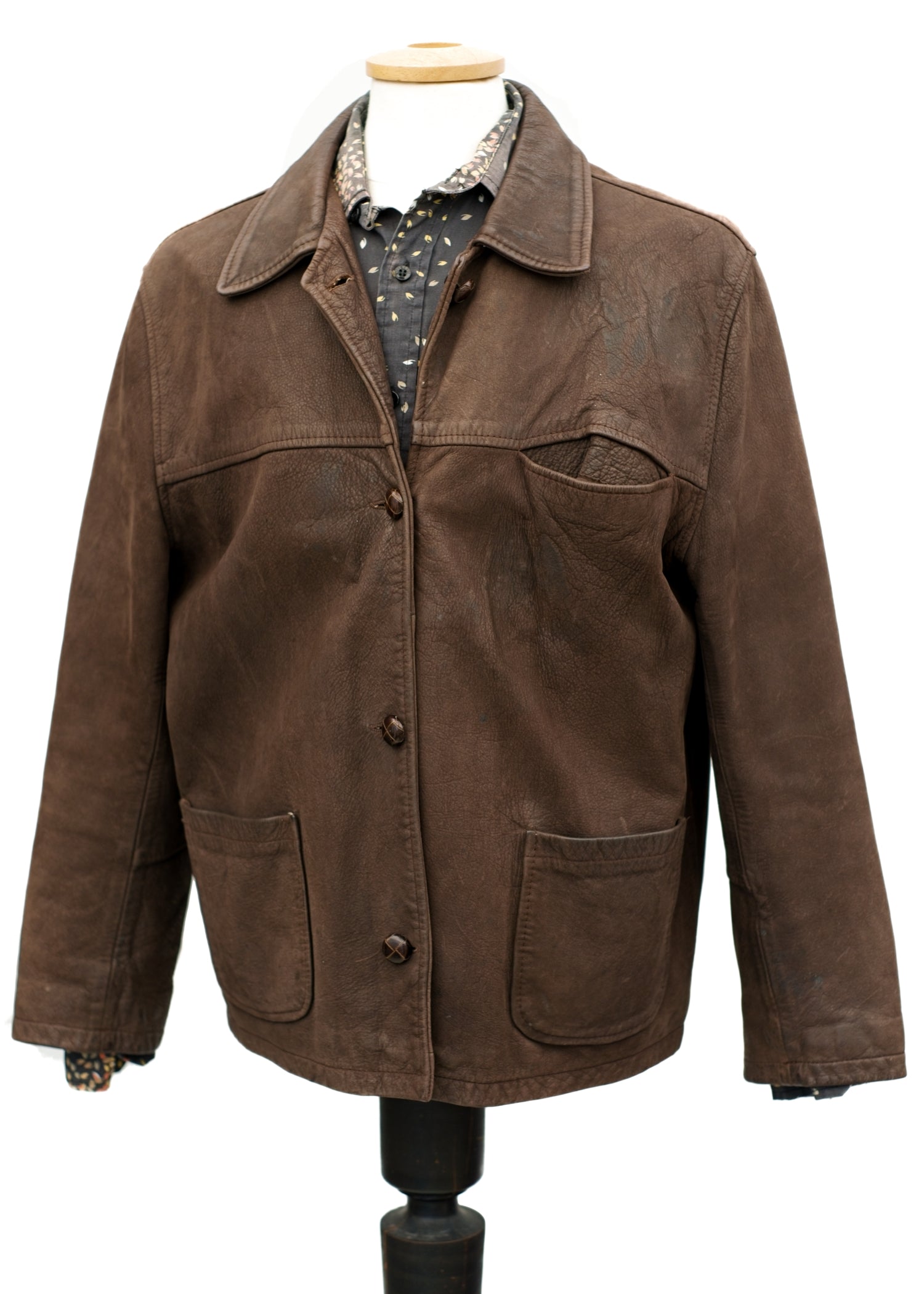 Vintage 60s Brown Suede Leather Box Jacket • 44