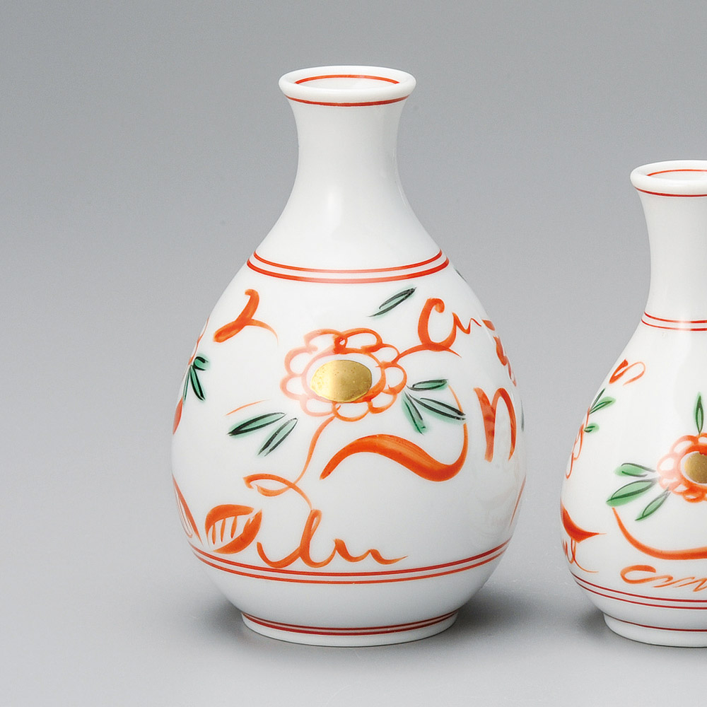 赤絵草花2号徳利 品番:48408-291 | 陶里(TORI)-業務用食器カタログ