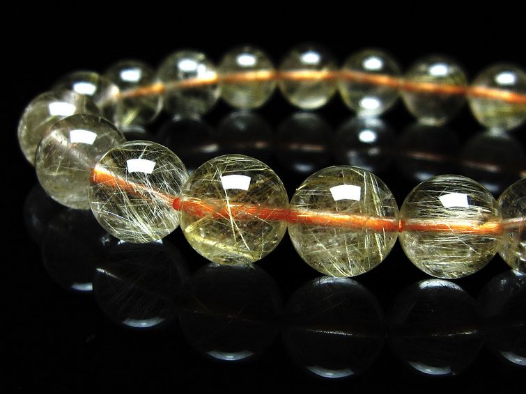 ルチルクォーツ ブレスレット 9mm タイチンルチルクォーツ