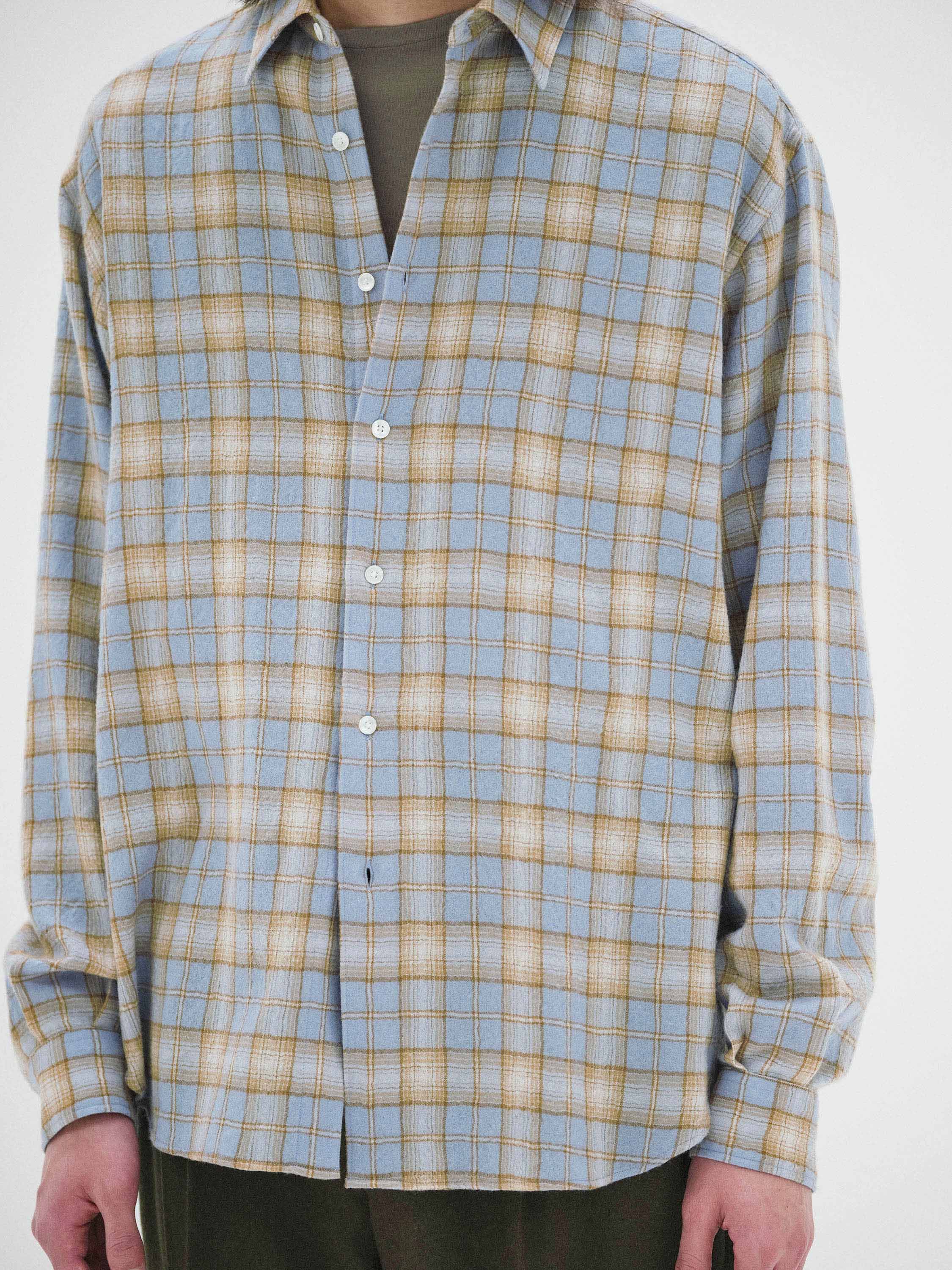 Auralee Airy Wool Check Shirt - Light Blue x Beige – Totem Brand Co.