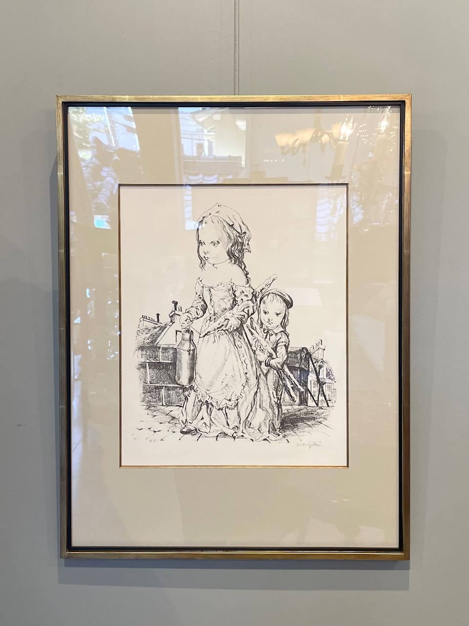 レオナール・フジタ（藤田嗣治） リトグラフ「パンとミルクポットを