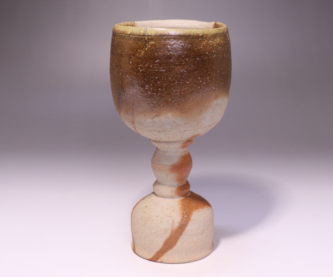 原田拾六 作 「備前ワイン盃」 ～備前焼専門卸小売店 川口陶楽苑～