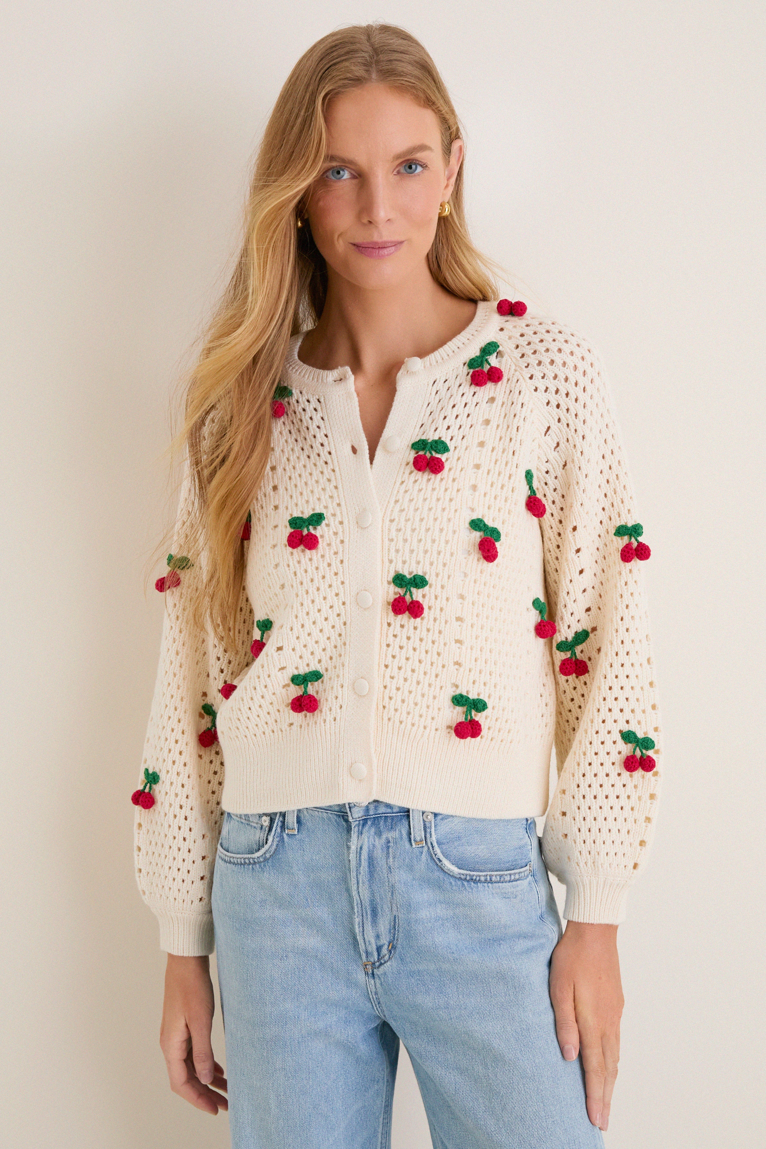 Cherry Embroidered Cora Cardigan | Hyacinth House