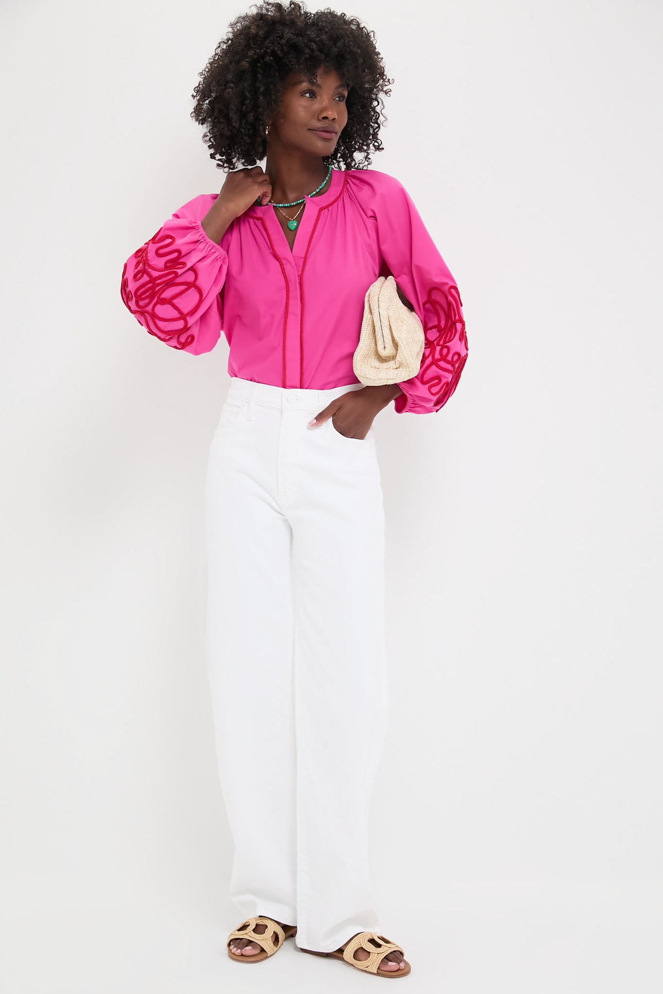 Pink & Red Soutache Stella Blouse | Hyacinth House