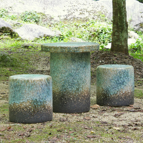 楽天市場】【ポイント10倍】信楽焼 ガーデン テーブル セット 3点(2名
