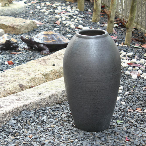 楽天市場】【ポイント3倍】信楽焼 大型 フラワーベース 黒 窯変 斑点