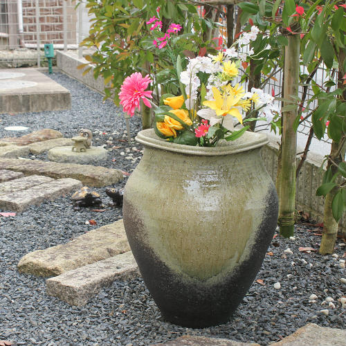 楽天市場】【ポイント10倍】信楽焼 大型 フラワーベース 古陶 ビードロ