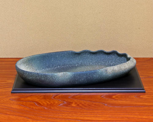 楽天市場】信楽焼 水盤 窯肌変形ひねり小判 20号 生け花 花器 池坊