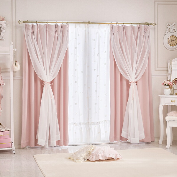 楽天市場】フェアリーリボン遮光カーテン（100×178）/ピンク｜ 姫系