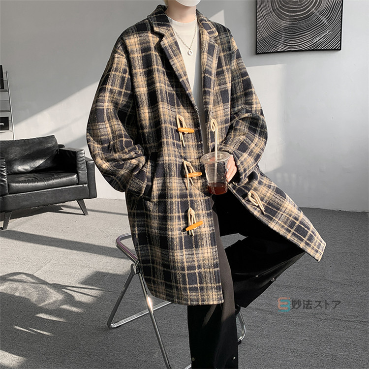 楽天市場】コート ダッフルコート メンズ チェスターコート チェック柄