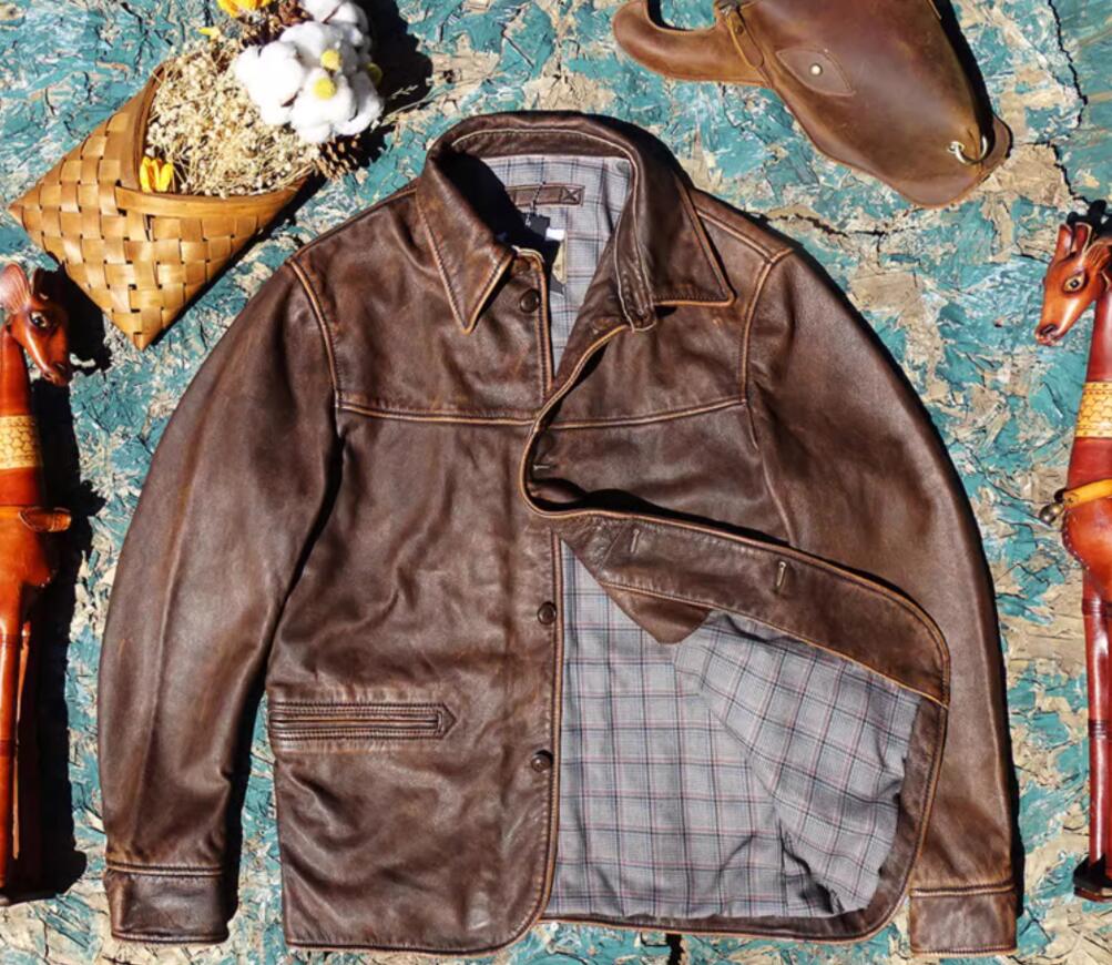 茶芯 ユーロ ヴィンテージ シングルライダース レザージャケット 古着