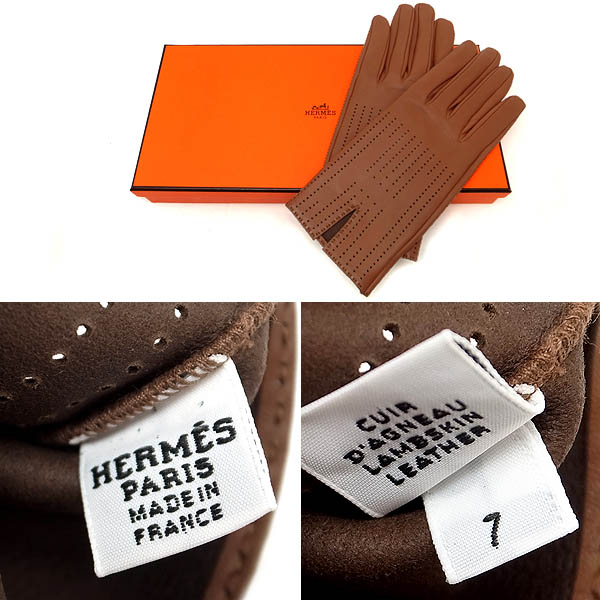 楽天市場】【緑屋質屋】エルメス レザー手袋(グローブ) パンチング #7