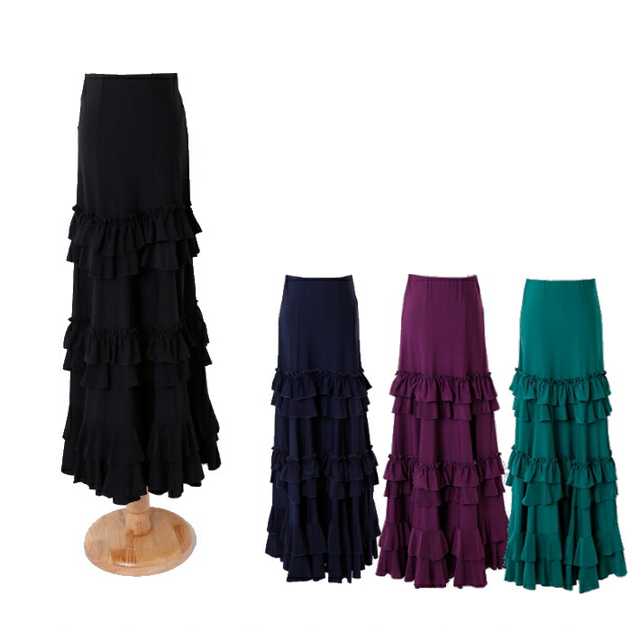 楽天市場】完売中1 フラメンコ スカート ファルダ ネイビー フリル