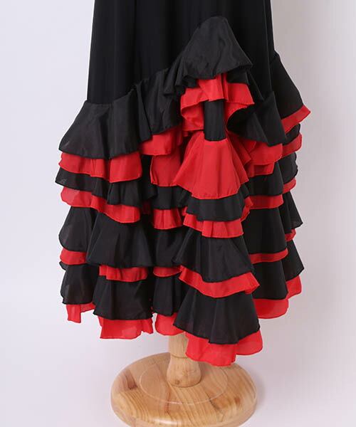 楽天市場】フラメンコ スカート ファルダ フリル サテン ロング