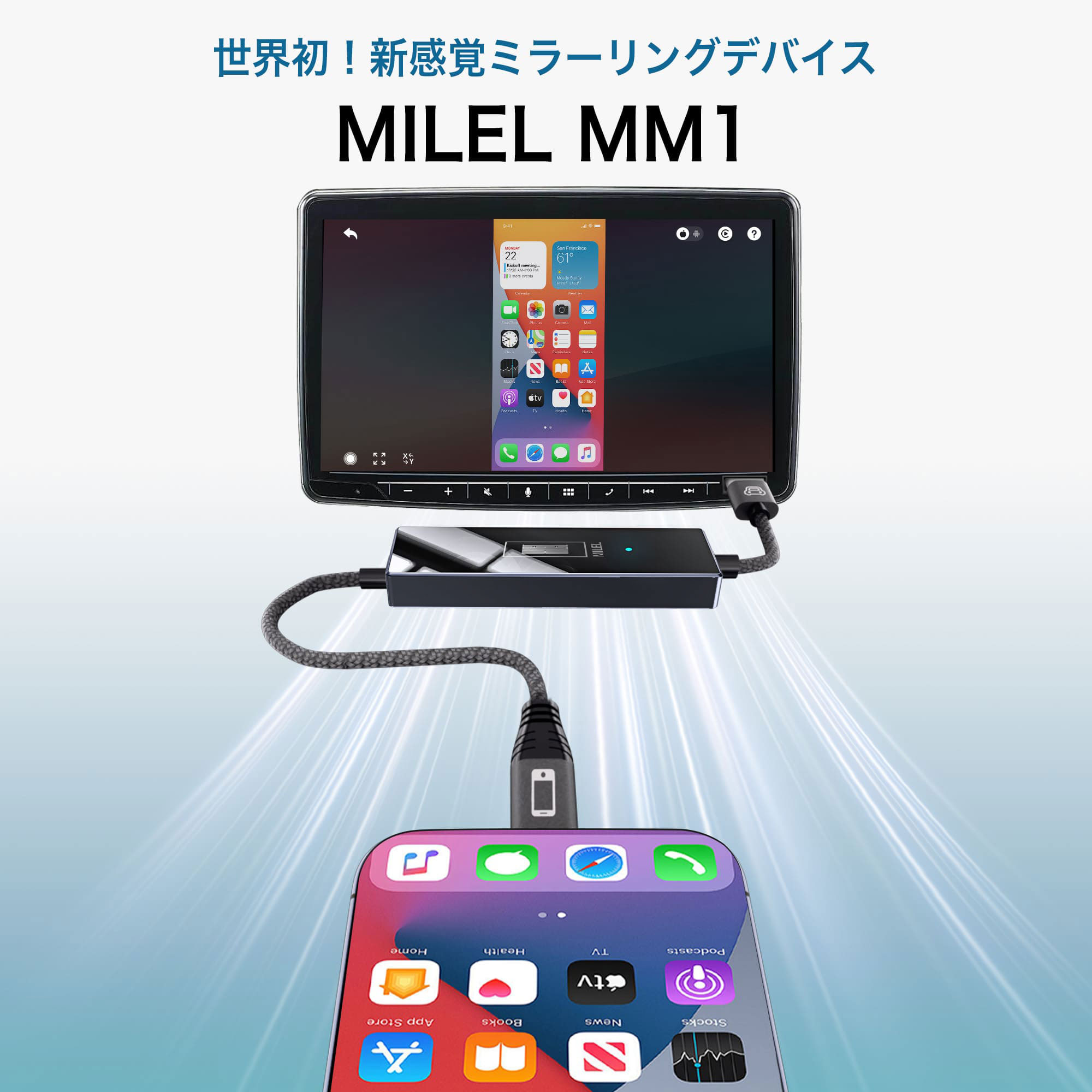 楽天市場】MILEL MM1 スマートフォンをカーナビにミラーリングすること