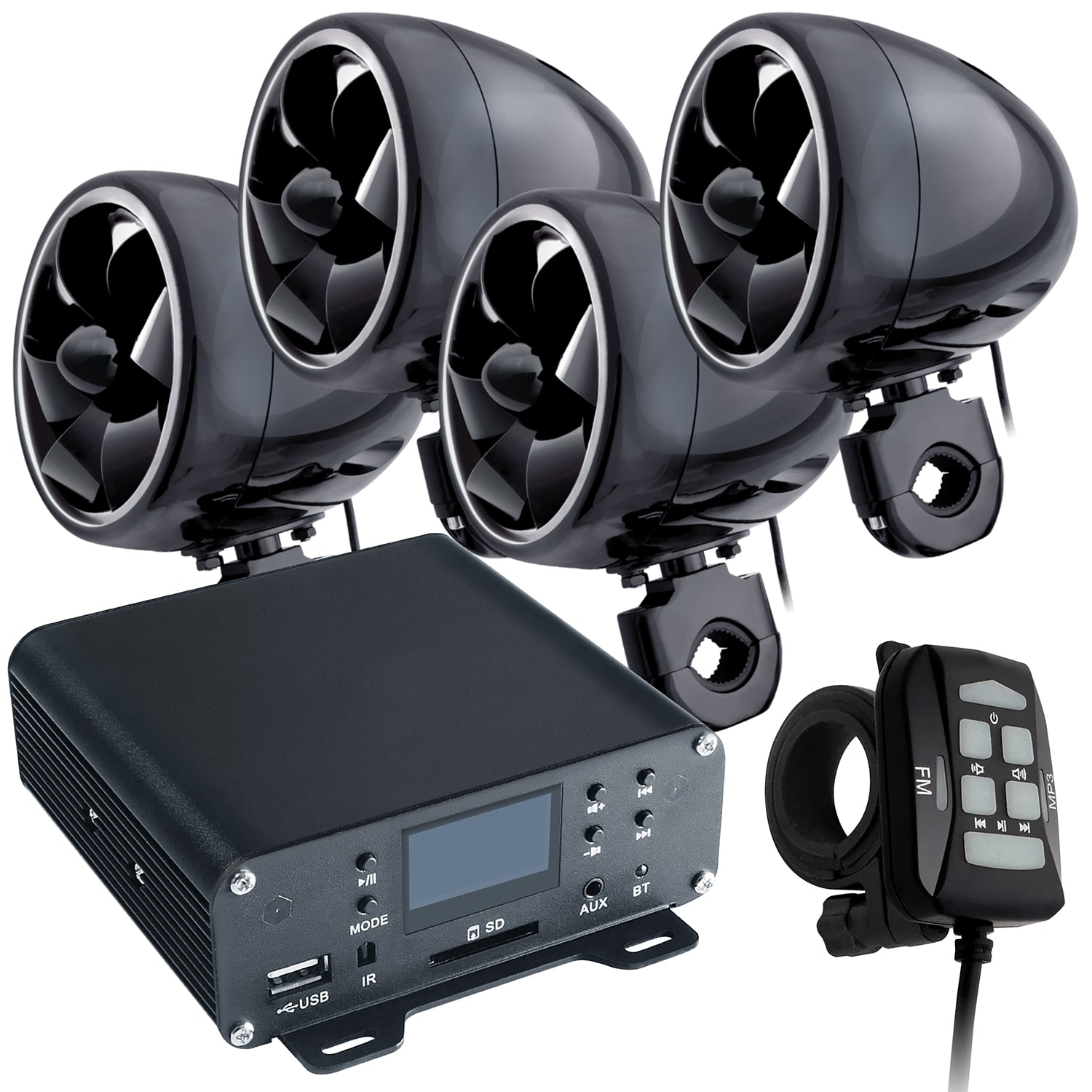 楽天市場】バイク オーディオ スピーカー 4ch 4台 最大 1000W 小型 4