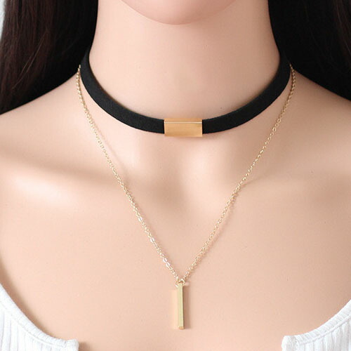 楽天市場】ラリエット風 フェイクレザーペンダントチョーカー 1個販売