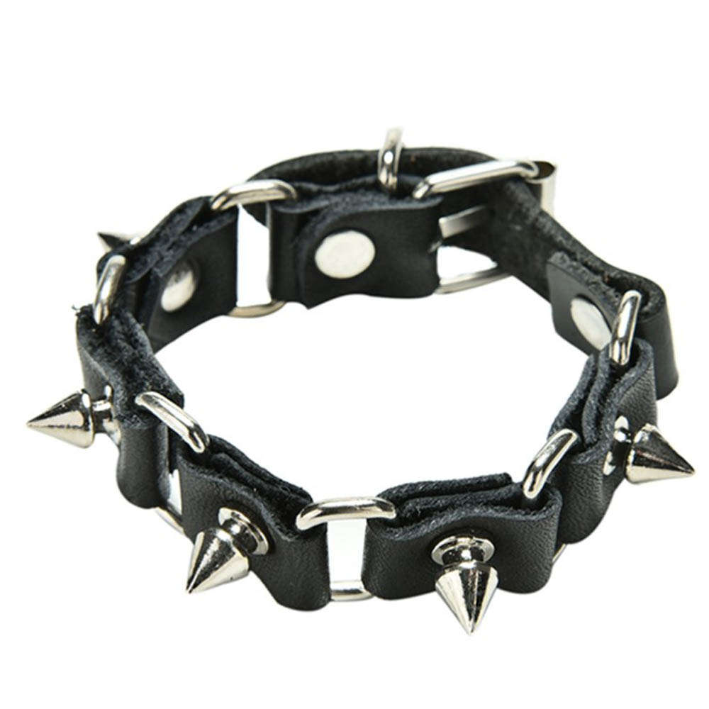 楽天市場】ブラックレザーパンクブレスレット 手首 トゲトゲ スパイク