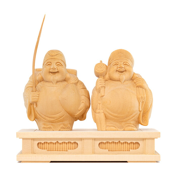 楽天市場】【 伊勢 宮忠 】【 木彫 えびす様・大黒様 二福神 台付 No.5