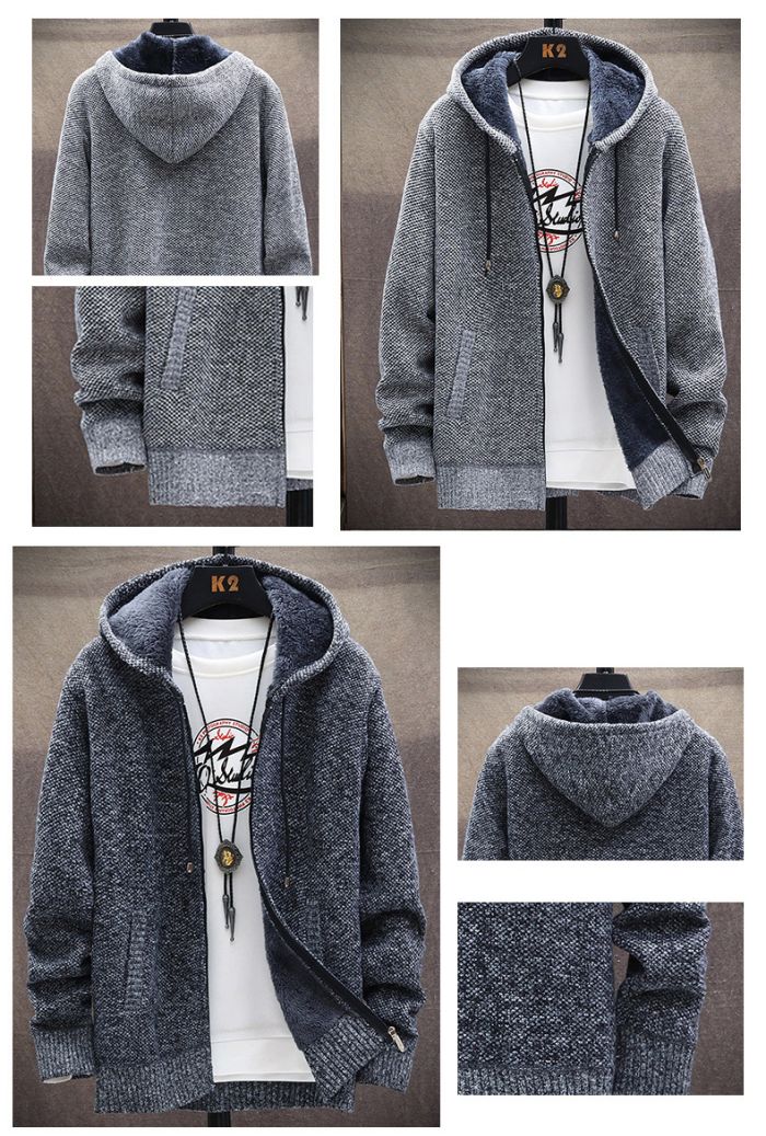 楽天市場】ニットセーター メンズ 裏ボア パーカー 厚手 長袖 前開き