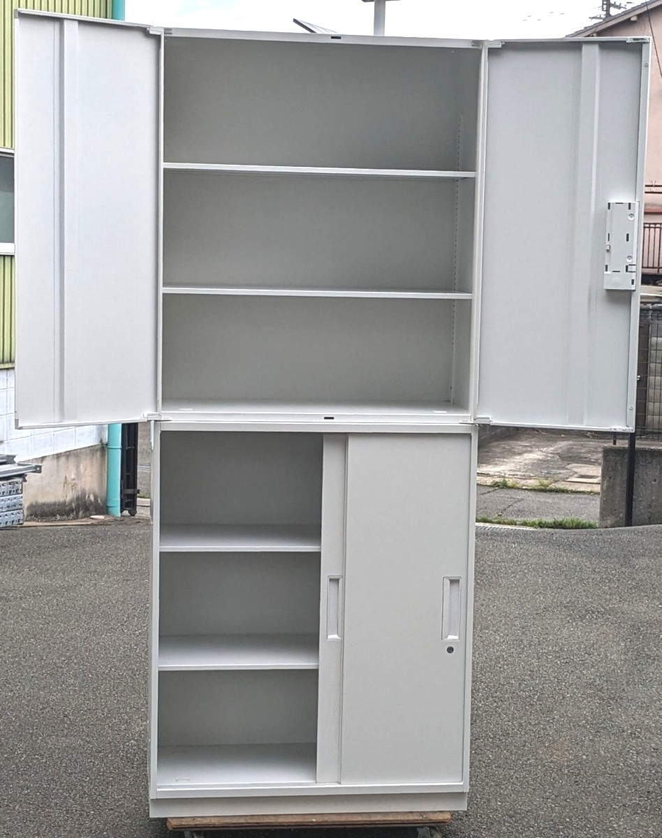 楽天市場】【中古】 TOYOSTEEL 両開き書庫＋3枚扉書庫 ホワイト色